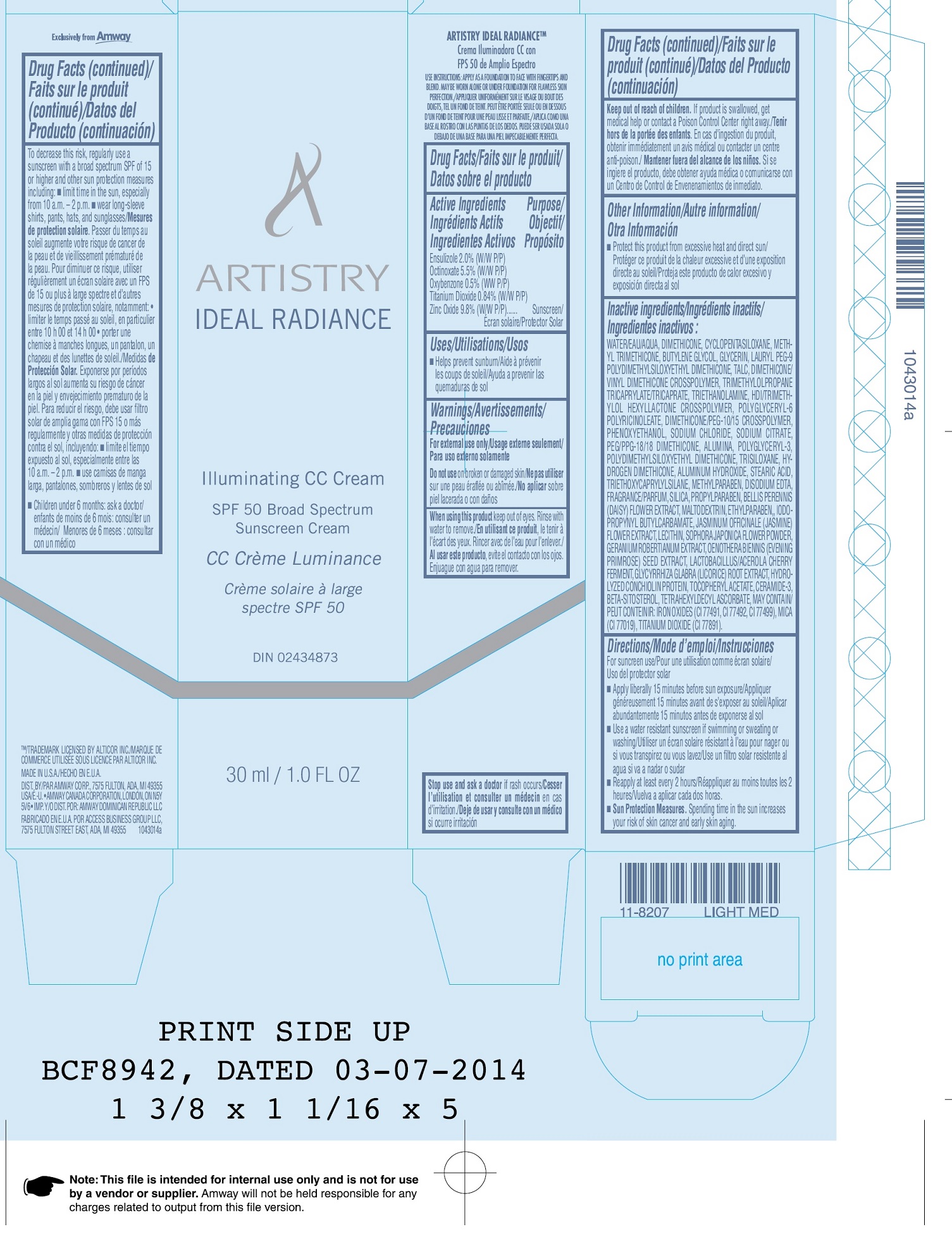 Pill image for Artistry Ideal Radiance Illuminating Cc Spf 50 Broad Spectrum Sunscreen Light/medium