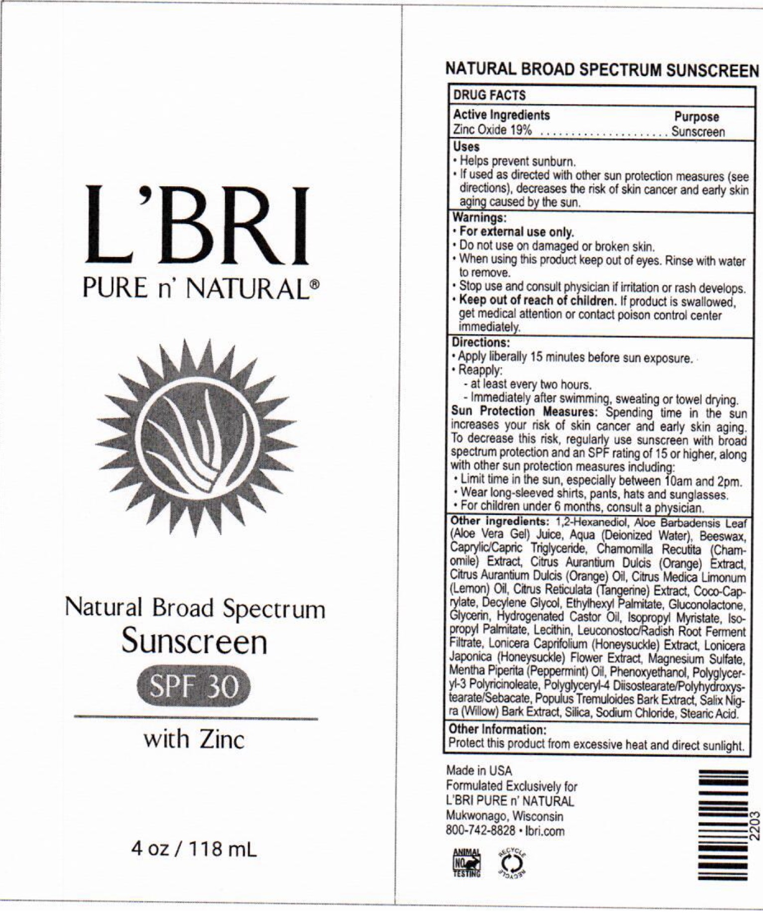 Pill image for L'bri Pure N' Natural Spf-30
