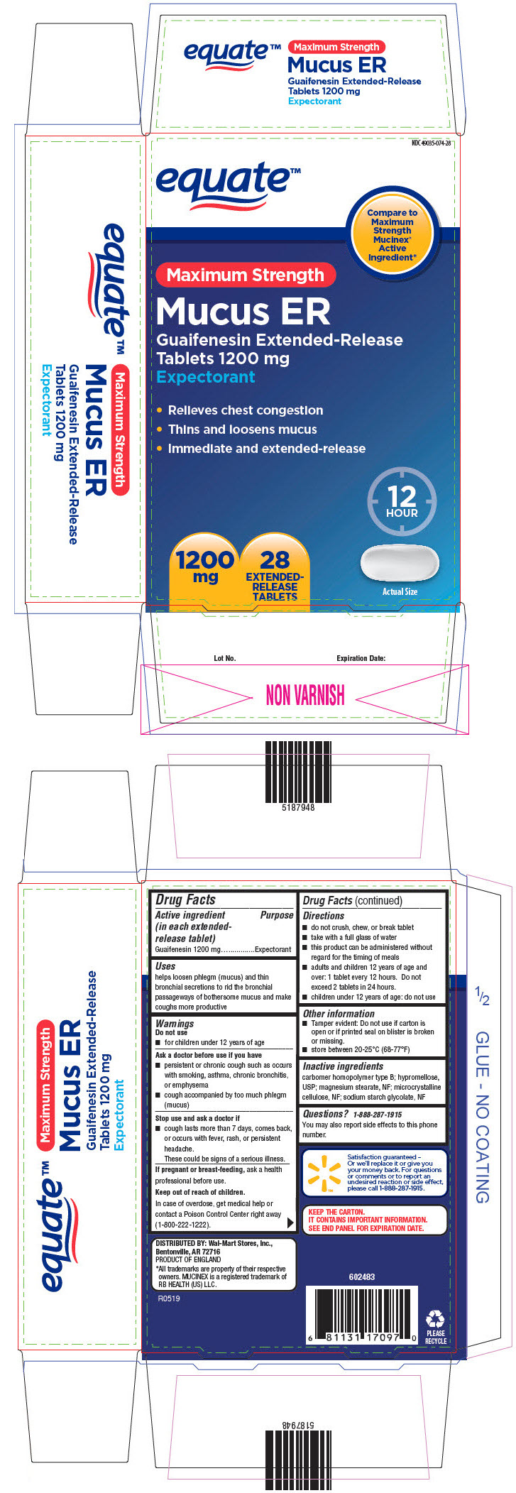 Pill image for Guaifenesin Extended-release Tablets, 1200 Mg 28ct