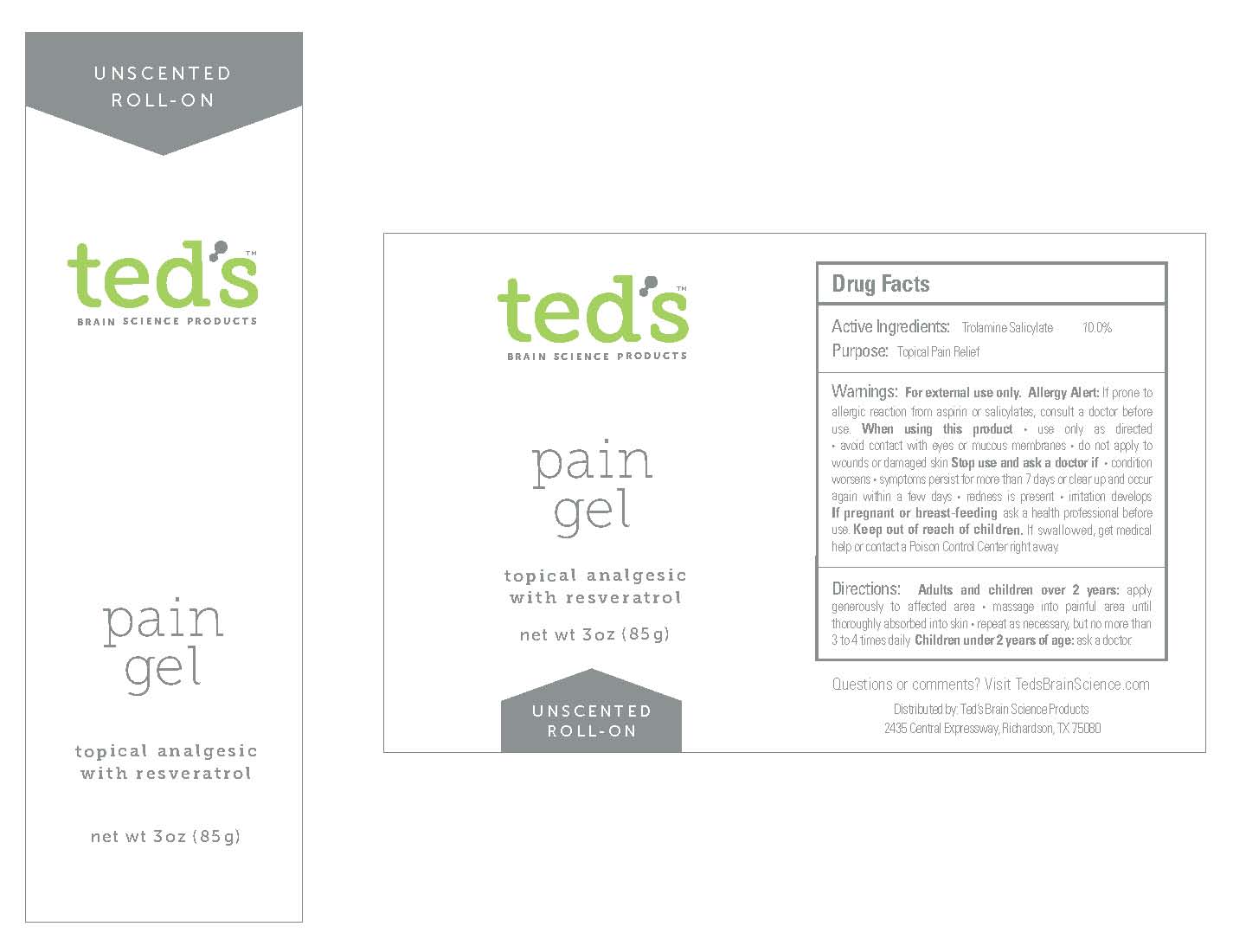 Pill image for Ted's Brain Science Products Pain Gel