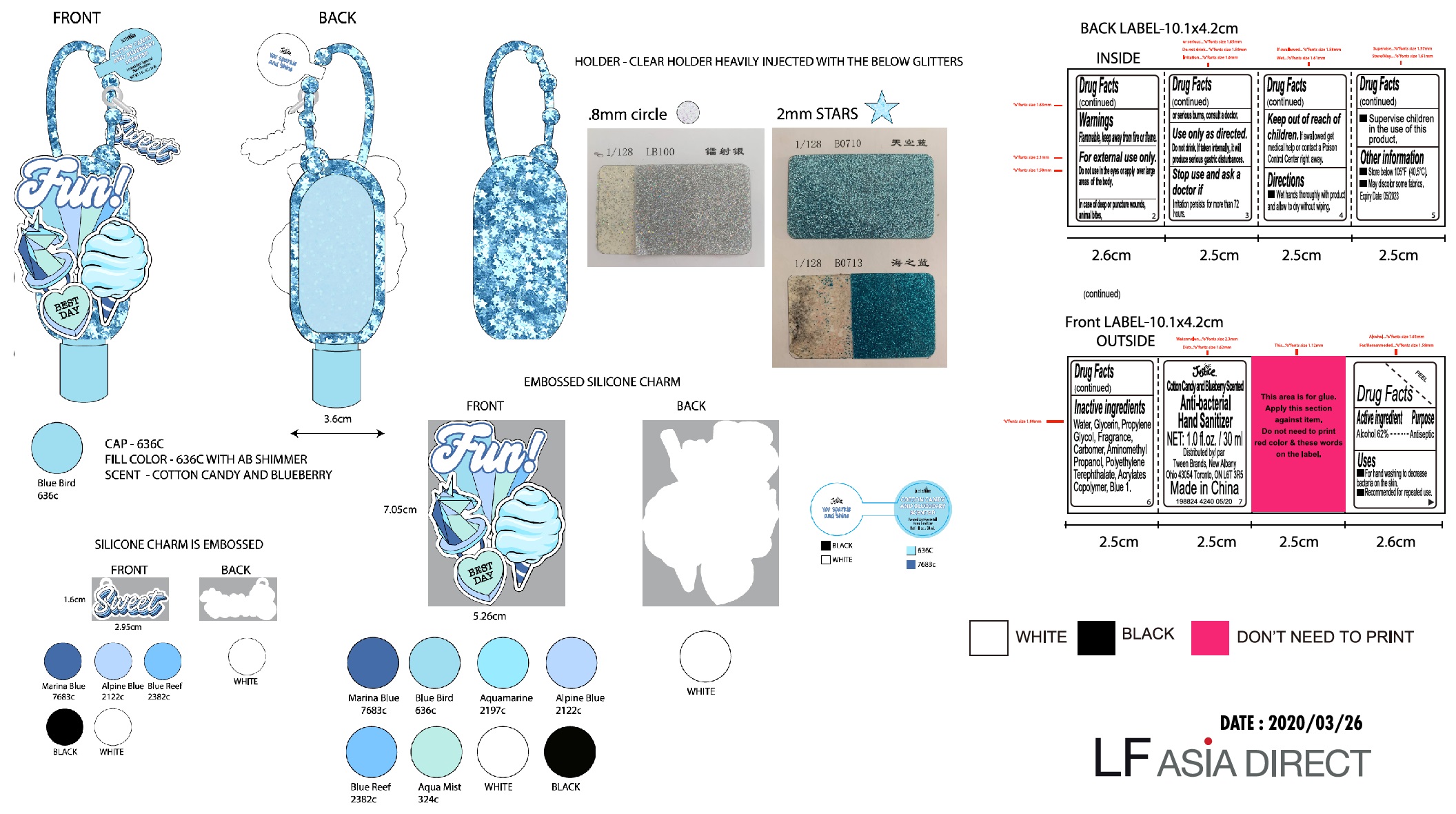 Pill image for justice 198824 you rock antibacterial cotton candy blueberry hand sanitizer