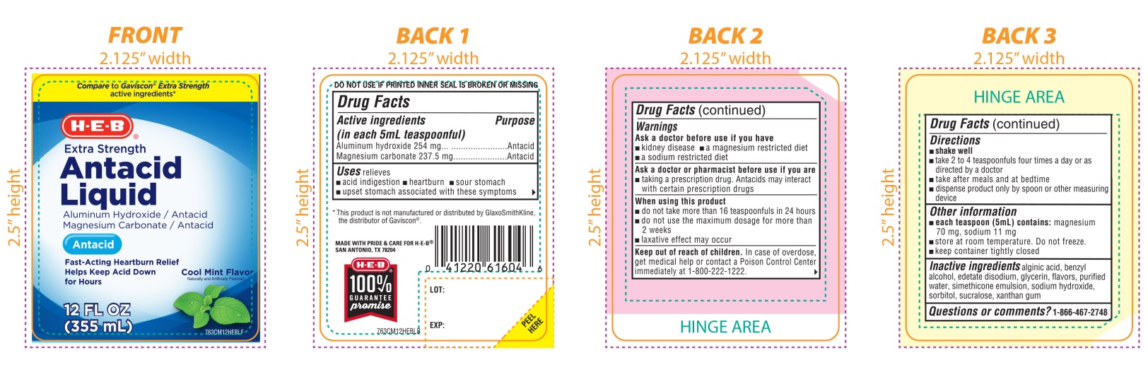 Pill image for Heb Antacid Liquid Extra Strength Cool Mint Flavor 355ml