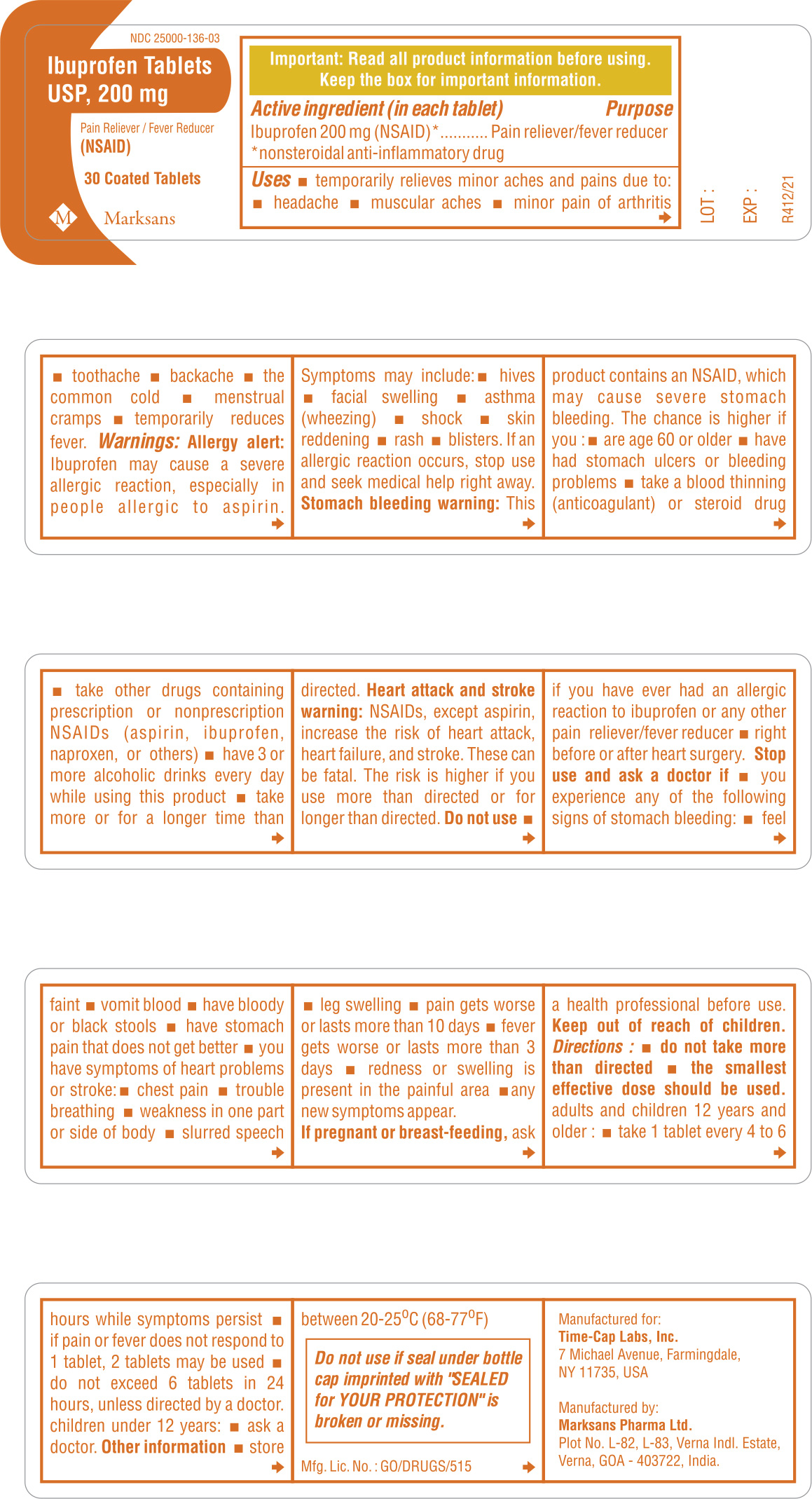 Pill image for Ibuprofen Tablets 200mg (orange-round And Capsule Shaped) 