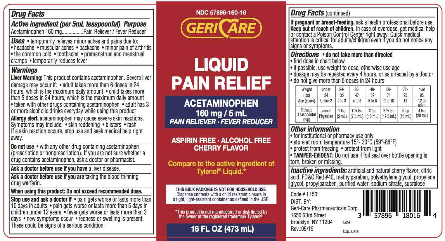 Pill image for Gericare-liquidpainrel 160