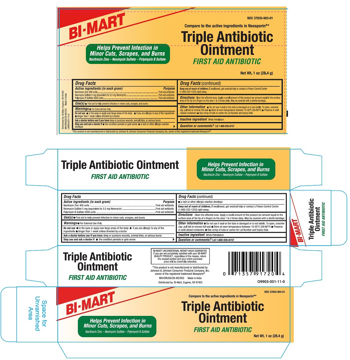Pill image for Bi-mart (as Pld) - Triple Antibiotic (37835-903)