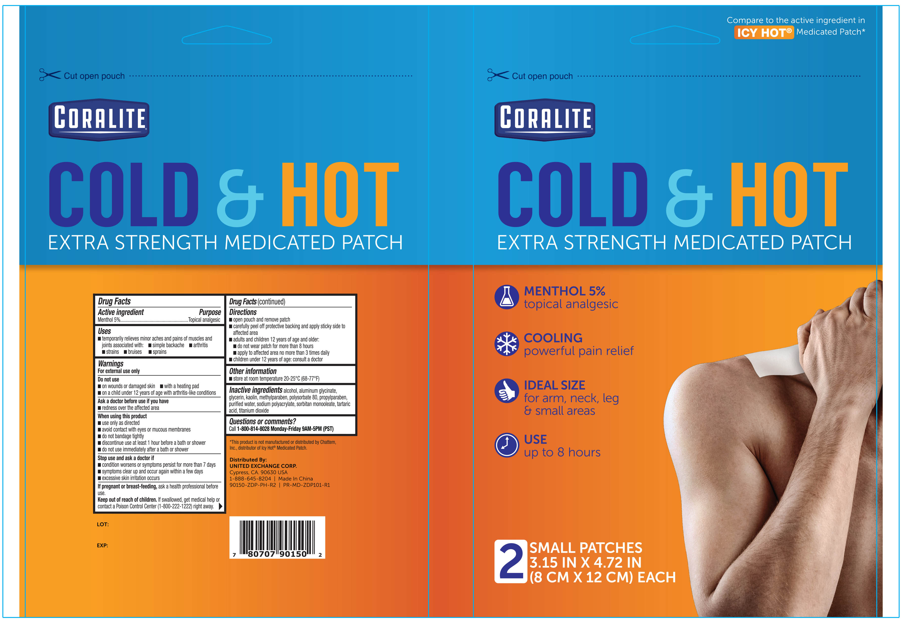 Pill image for Coralite Pain Relief Menthol Patch 2 Ct. 90150 Zdp