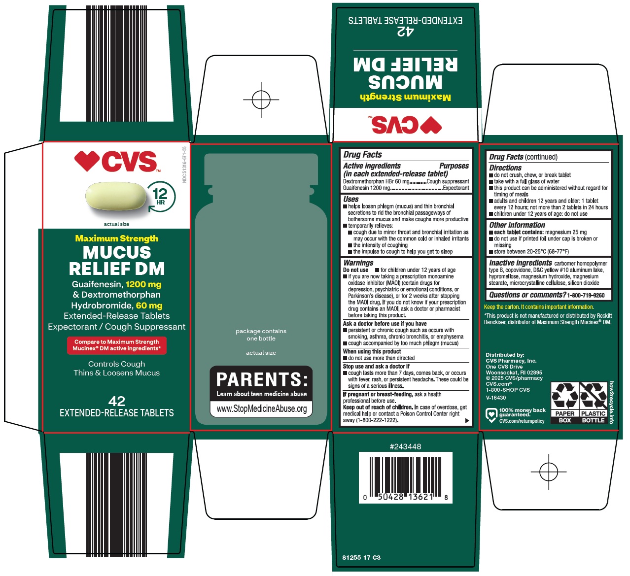 Pill image for Cvs Pharmacy, Inc. Mucus Relief Dm Drug Facts