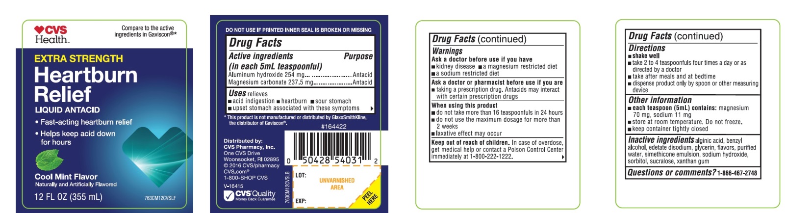 Pill image for Cvs Health Liquid Antacid Extra Strength Cool Mint Flavor 355ml