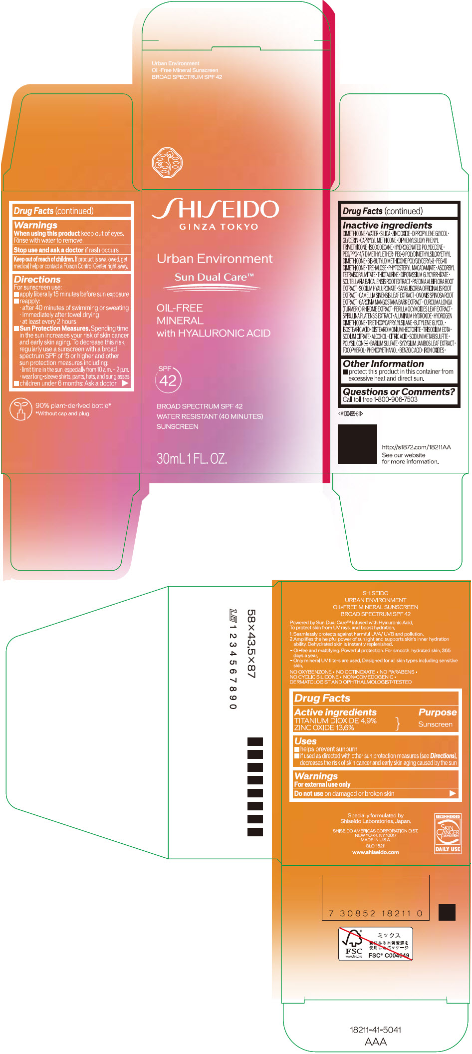 Pill image for Shiseido Urban Environment Oil-free Mineral Sunscreen Spf 42