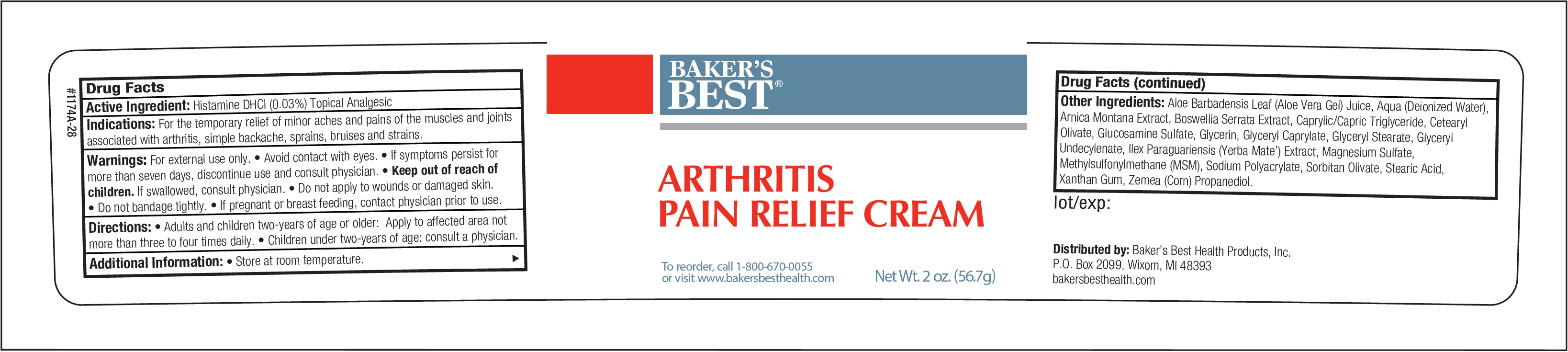 Pill image for Baker's Best Arthritis Pain Relief Cream