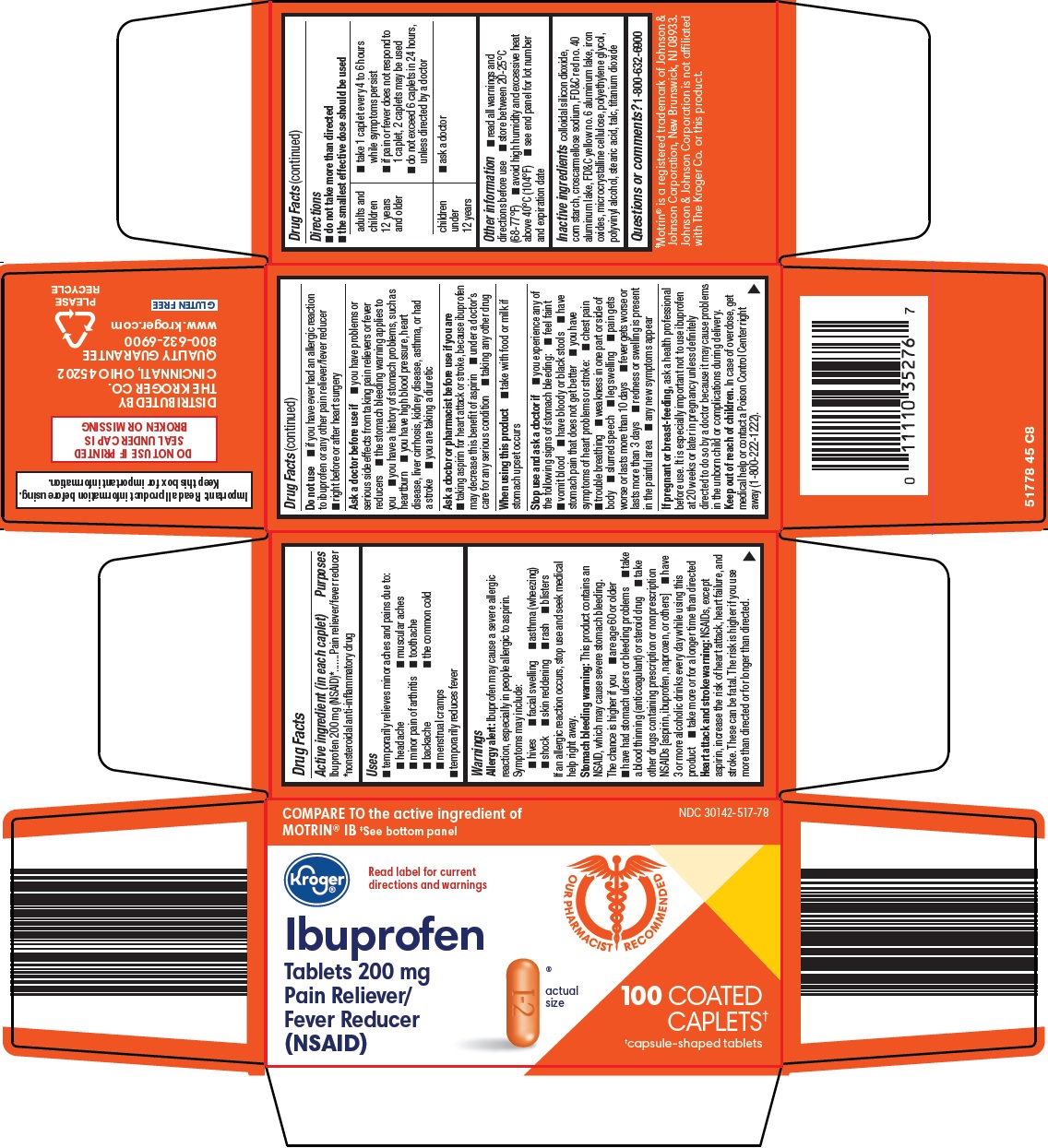 Pill image for Kroger Co. Ibuprofen Tablets, 200 Mg Drug Facts