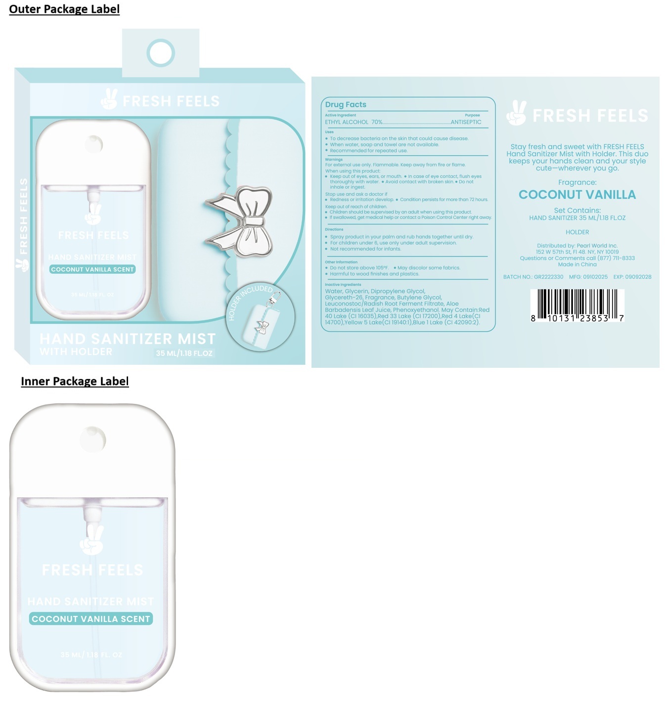 Pill image for Fresh Feels Hand Sanitizer Mist with Holder coconut Vanilla Scent