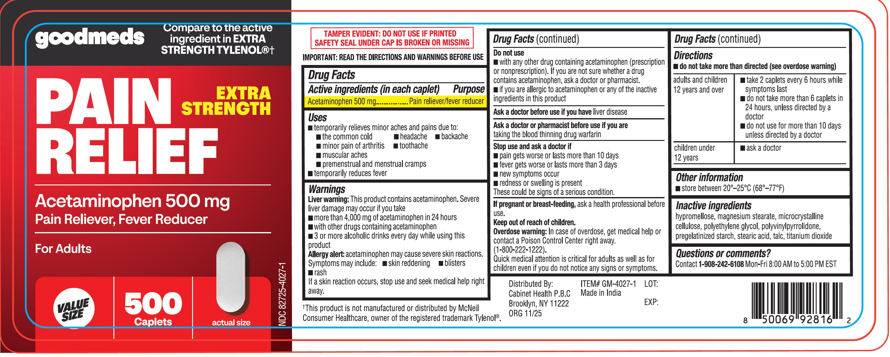 Pill image for Goodmeds Extra Strength Pain Relief Acetaminophen