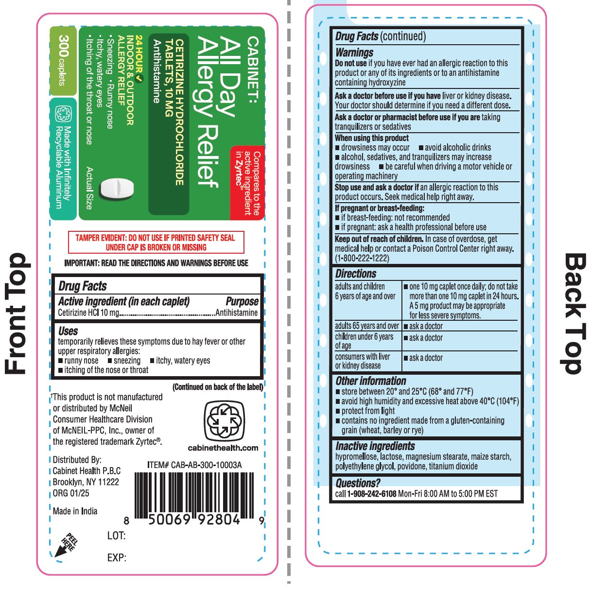 Pill image for Cabinet All Day Allergy Relief Cetirizine Hydrochloride