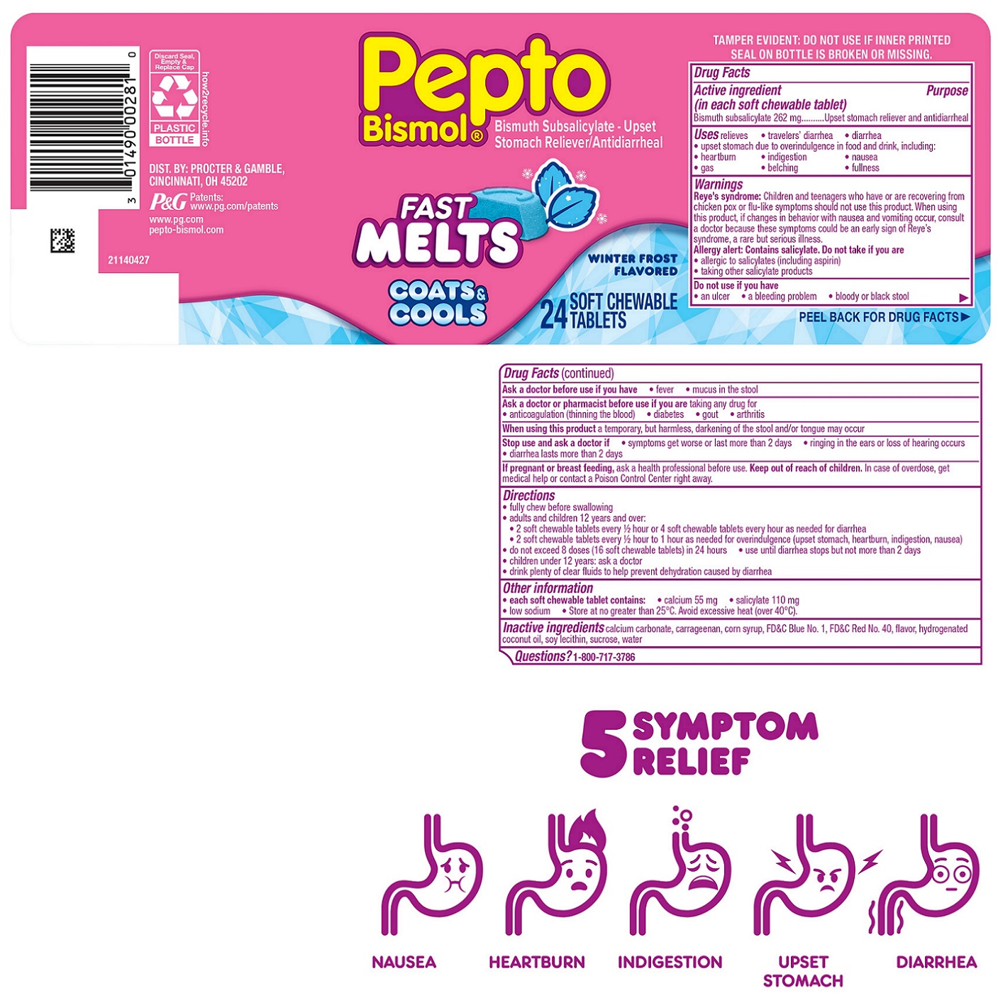 Pill image for pepto bismol fast melts winter frost flavored
