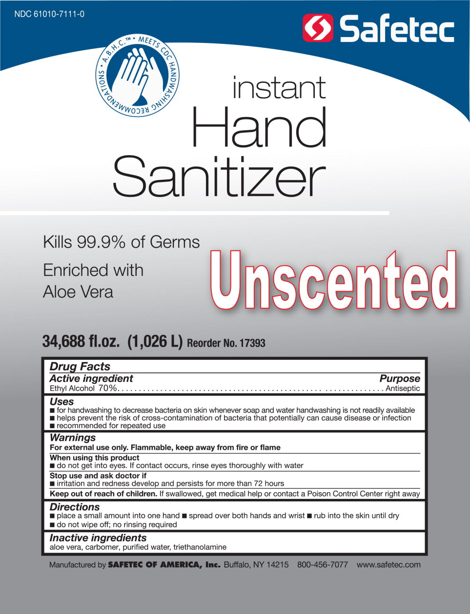 Pill image for 61010-7111 , Instant Hand Sanitizer Unscented