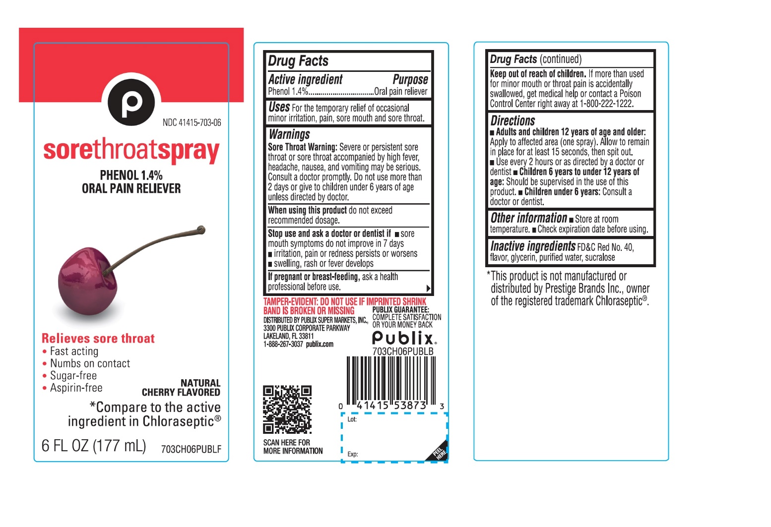 Pill image for Publix Sore Throat Spray Cherry Flavor 6 Fl Oz