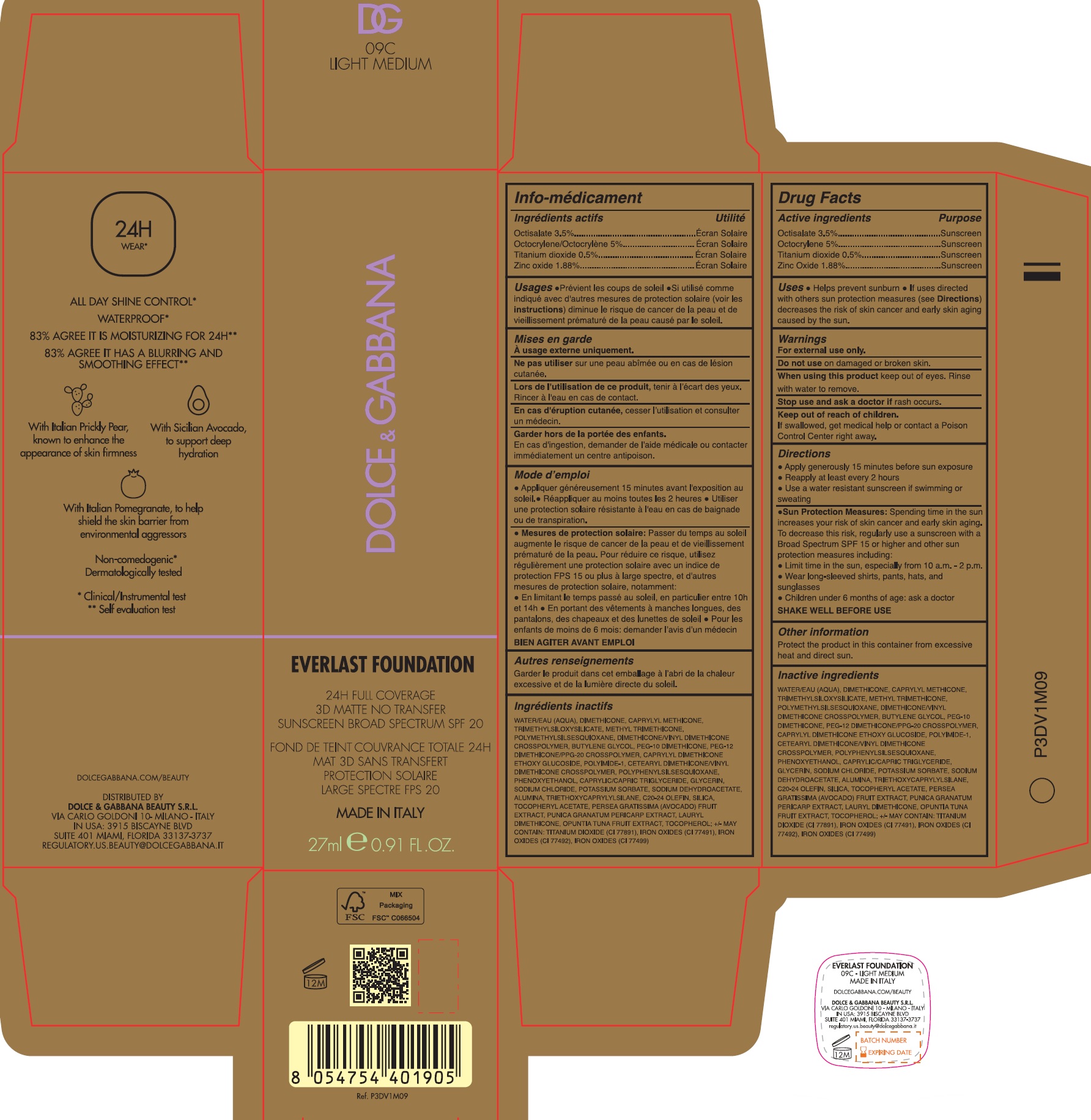 Pill image for Dolce & Gabbana Everlast Foundation Spf 20 - 09c Light Medium