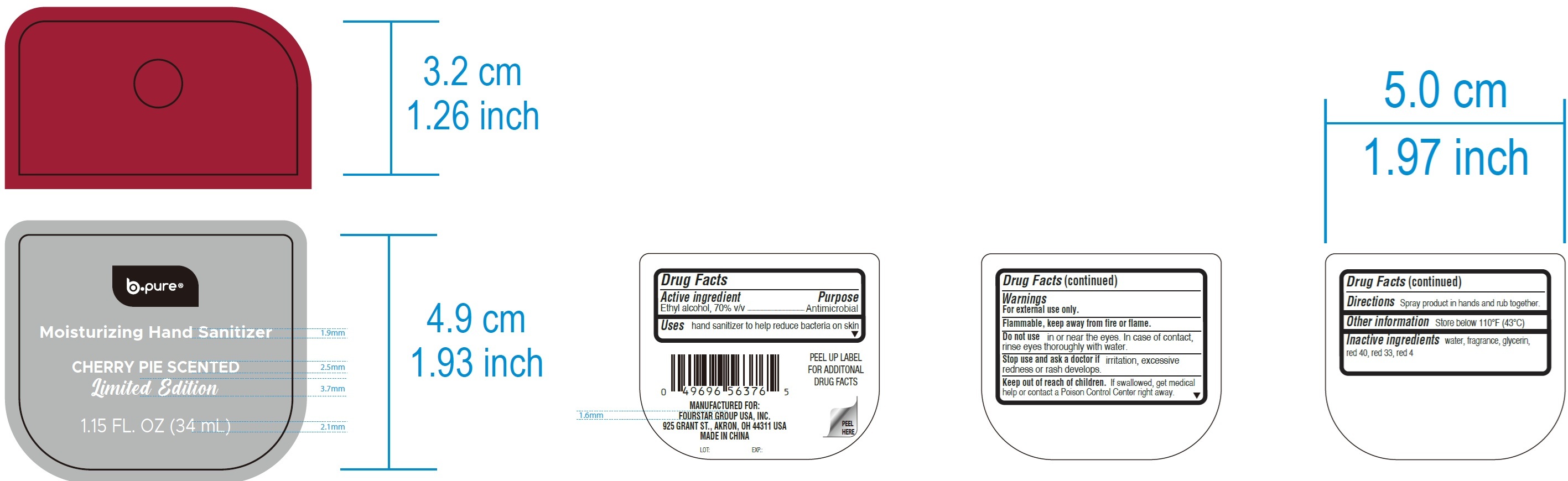 Pill image for B-pure Moisturizing Hand Sanitizer, Cherry Pie Scented