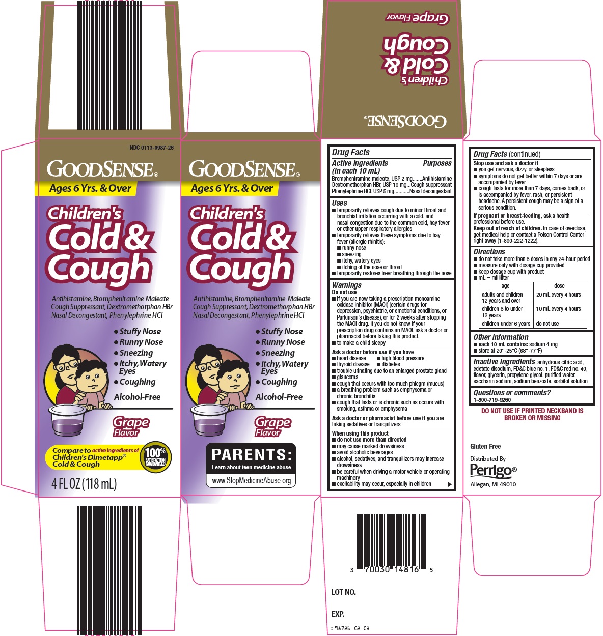 Pill image for Perrigo Children's Cold & Cough Drug Facts