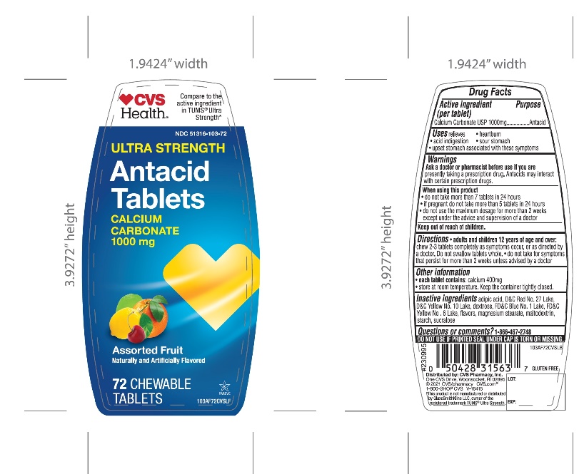 Pill image for Cvs Ultra Strength Antacid Assorted Fruit Calcium Carbonate 72 Chewable Tablets
