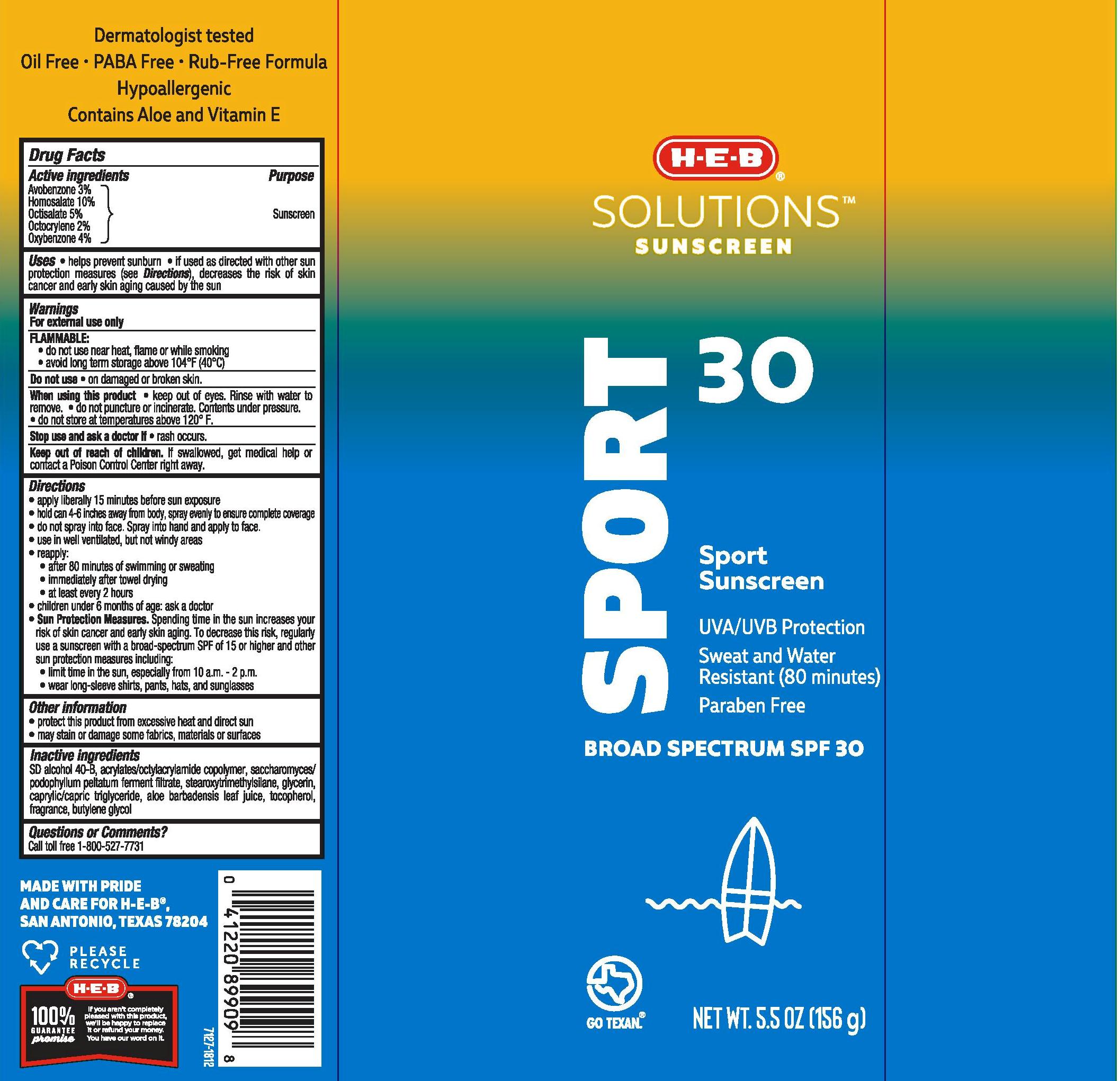 Pill image for H.e.b Solutions Sunscreen Sport Spf 30 Continuous Spray