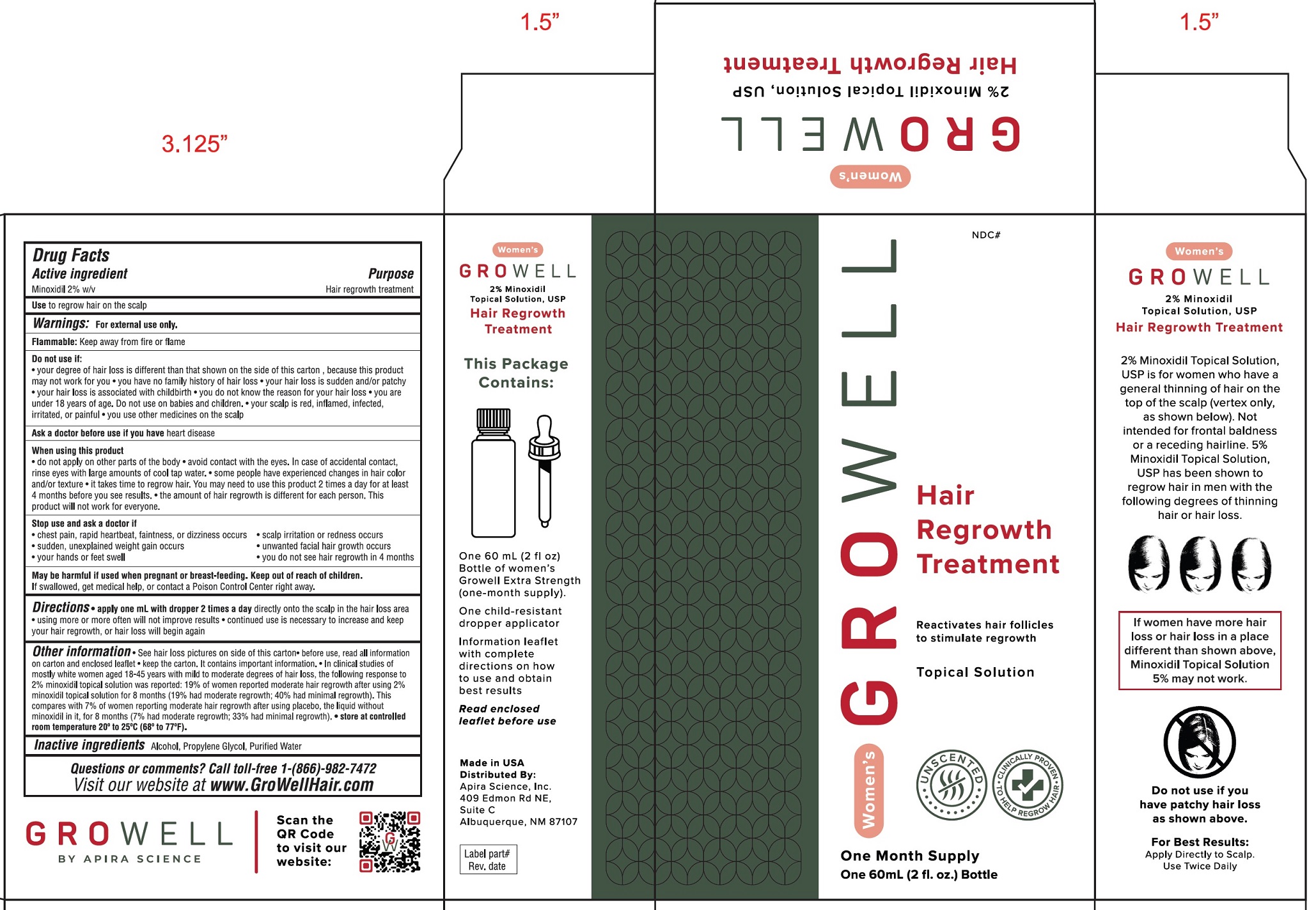 Pill image for Growell Women's Hair Regrowth Treatment 2% Minoxidil