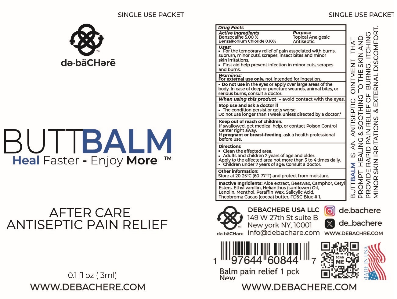 Pill image for Debachere Butt Balm After Care Antiseptic Pain Relief