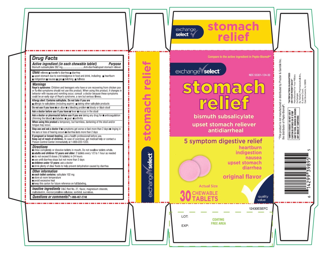 Pill image for Stomach Relief Bismuth Subsalicylate 30 Chewable Tablets