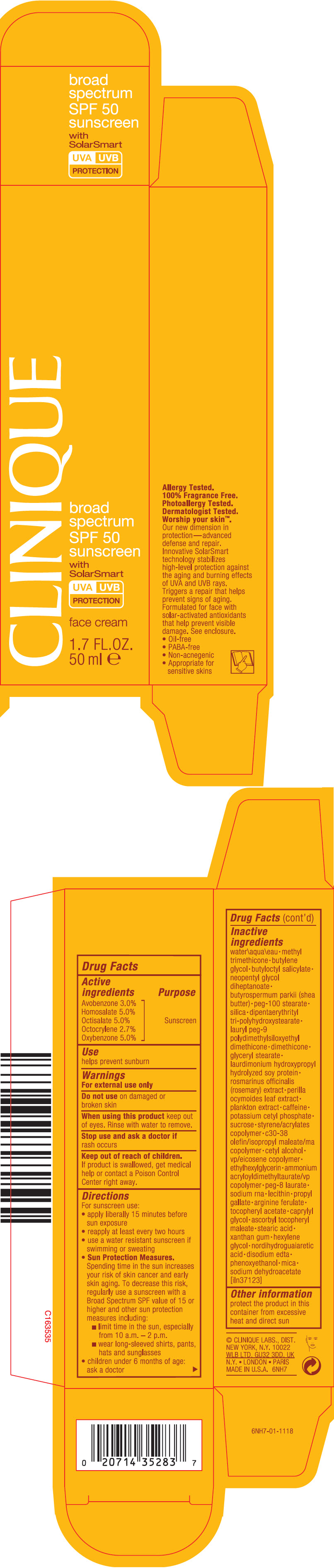 Pill image for Clinique Broad Spectrum Spf 50 Sunscreen Face Cream With Solar Smart