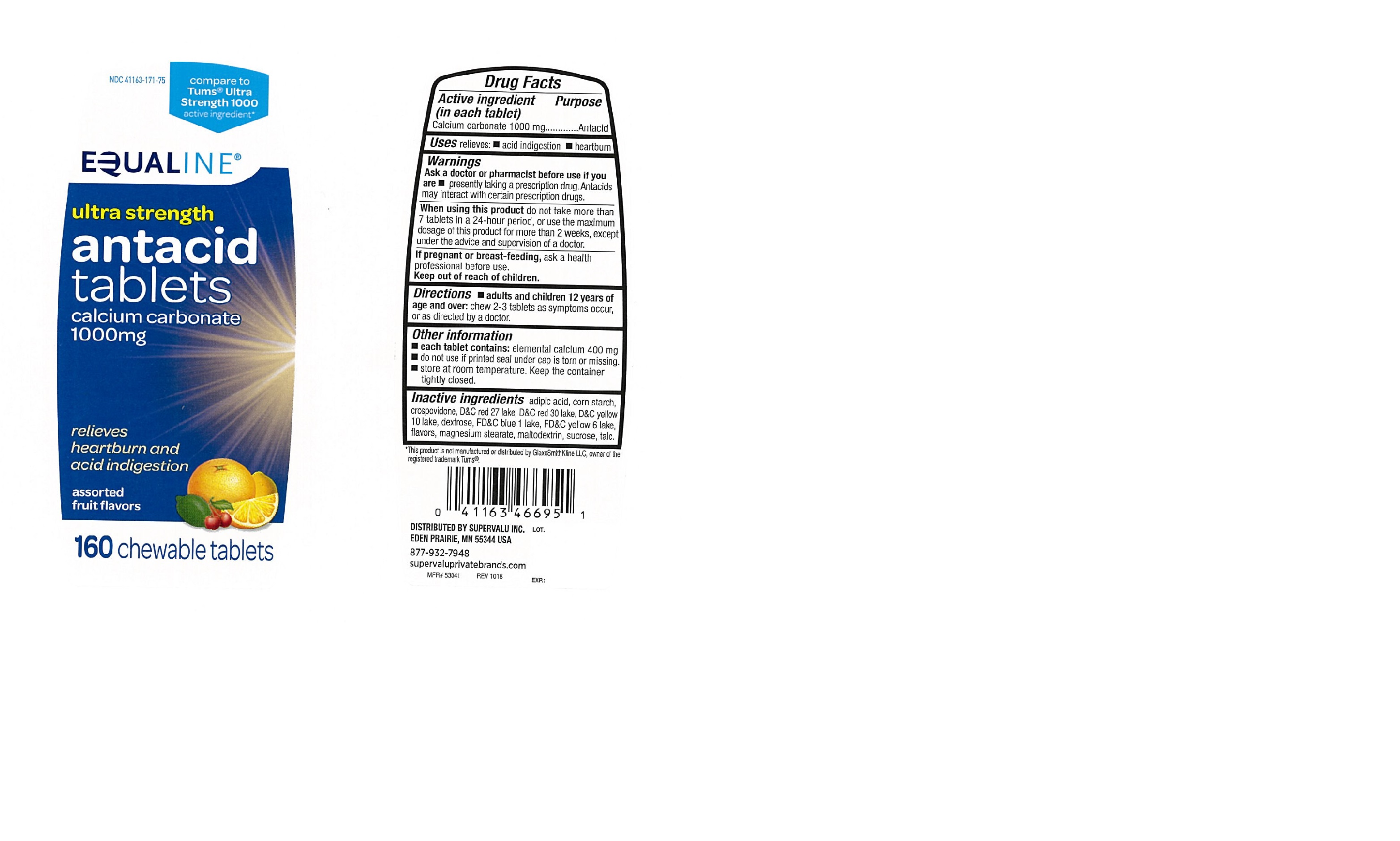 Pill image for Equaline Ultra Strength Assorted Fruit Chewable Antacid 171