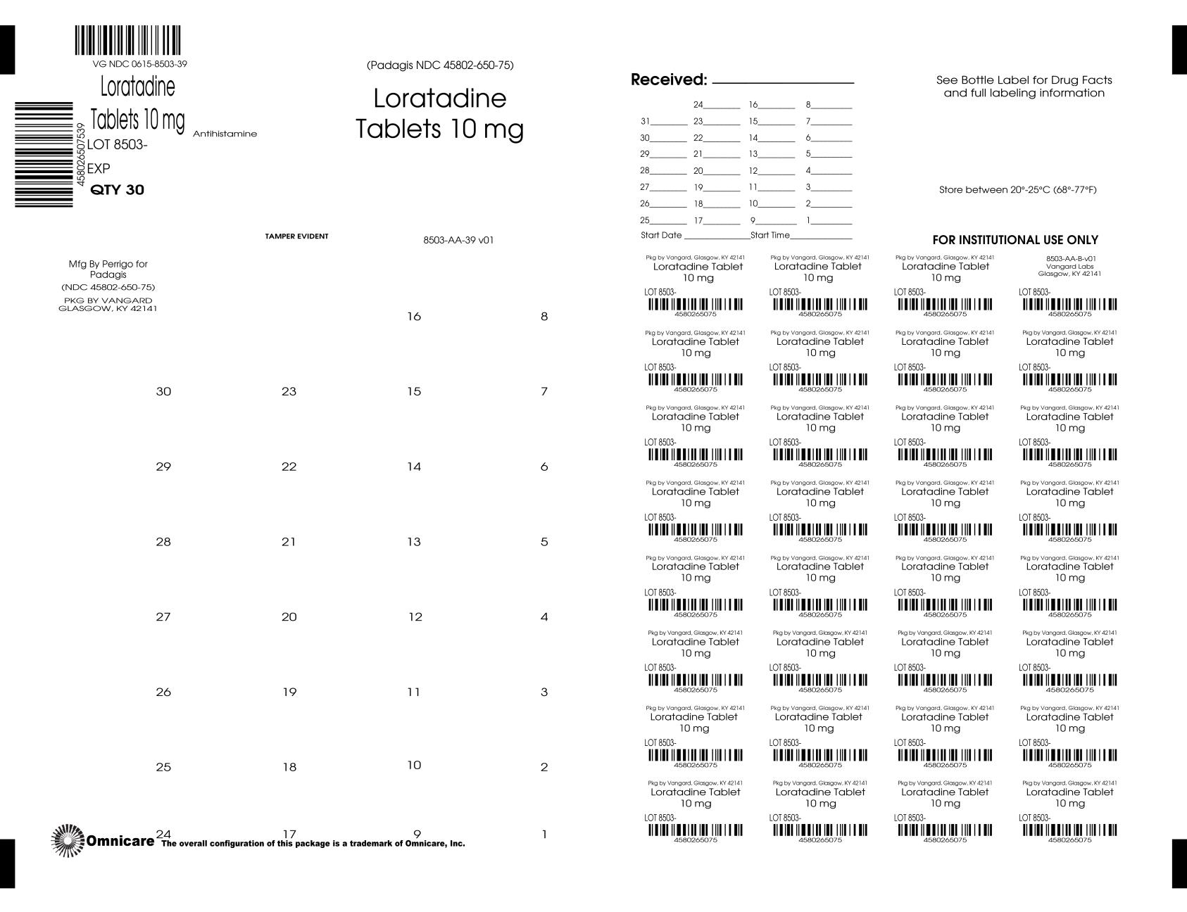 Pill image for Perrigo Loratadine Tablets, 10 Mg Drug Facts