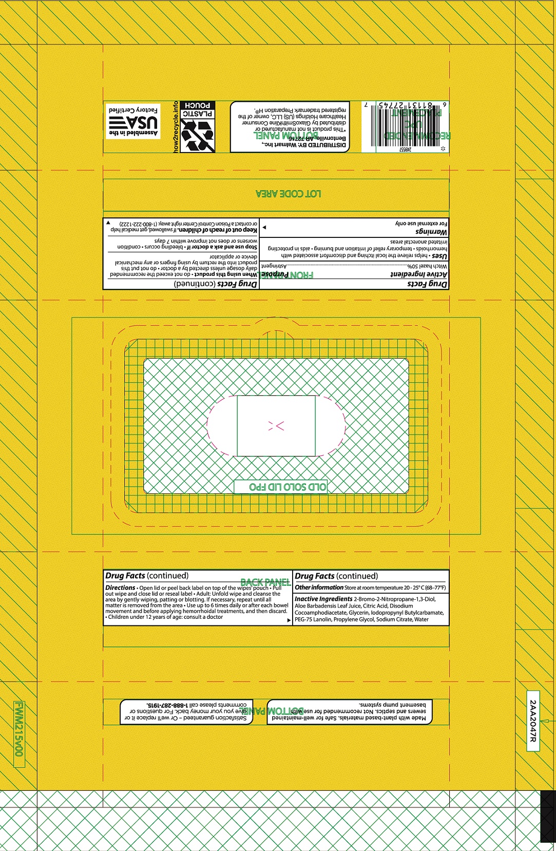 Pill image for Equate Flushable Hemorrhoidal Medicated Wipes Witch Hazel, 50%