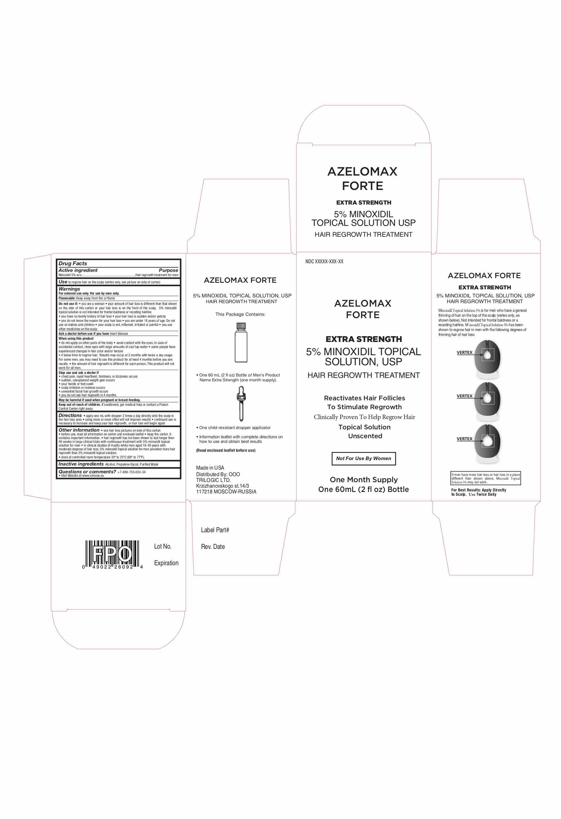 Pill image for Azelomax Forte 5% Minoxidil Topical Solution, Usp