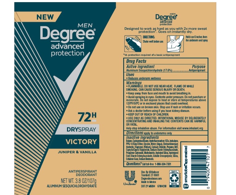 Pill image for Degree Men Advanced Protection Victory 72h Dry Spray Juniper & Vanilla Antiperspirant Deodorant