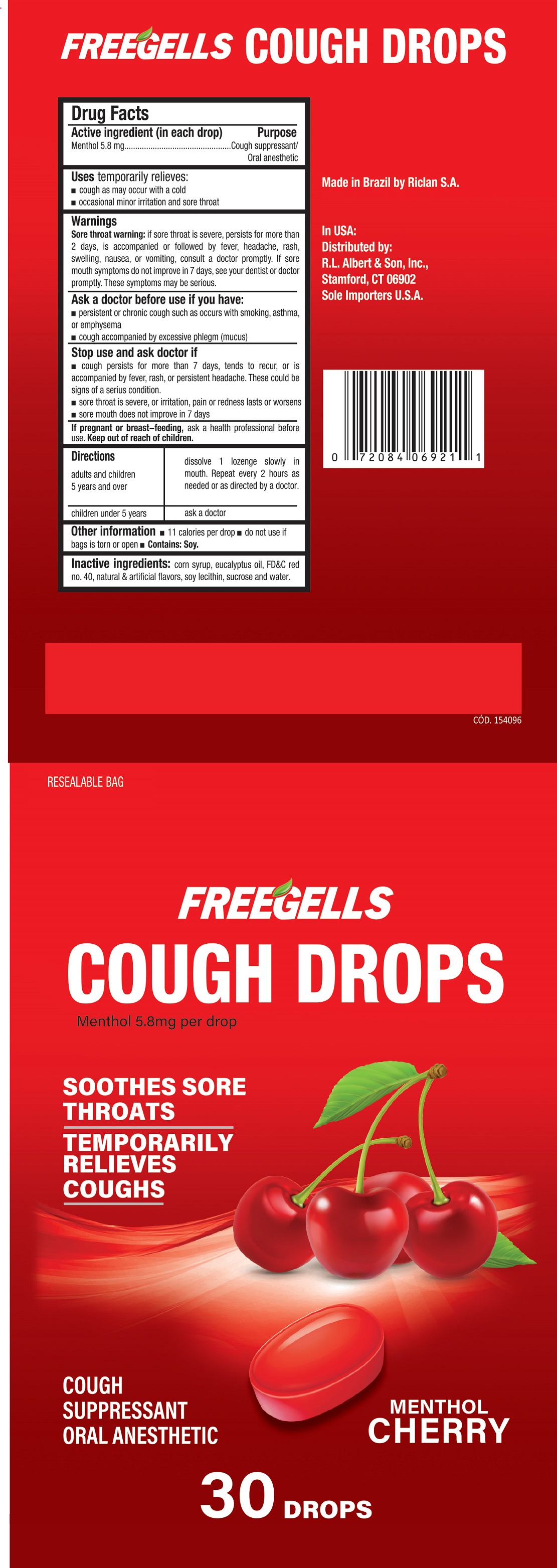 Pill image for Freegells Cough Drops Menthol Cherry