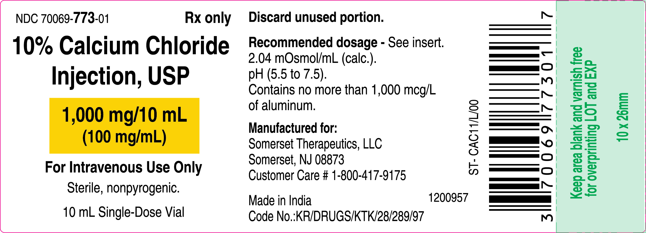 Pill image for these highlights do not include all the information needed to use 10% calcium chloride injection safely and effectively. see full prescribing information for 10% calcium chloride injection.
