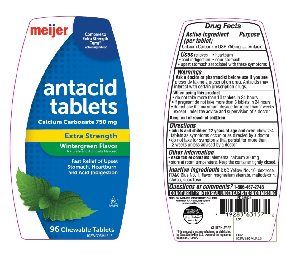 Pill image for Meijer Extra Strength Antacid Tablets Wintergreen Flavor Drug Facts