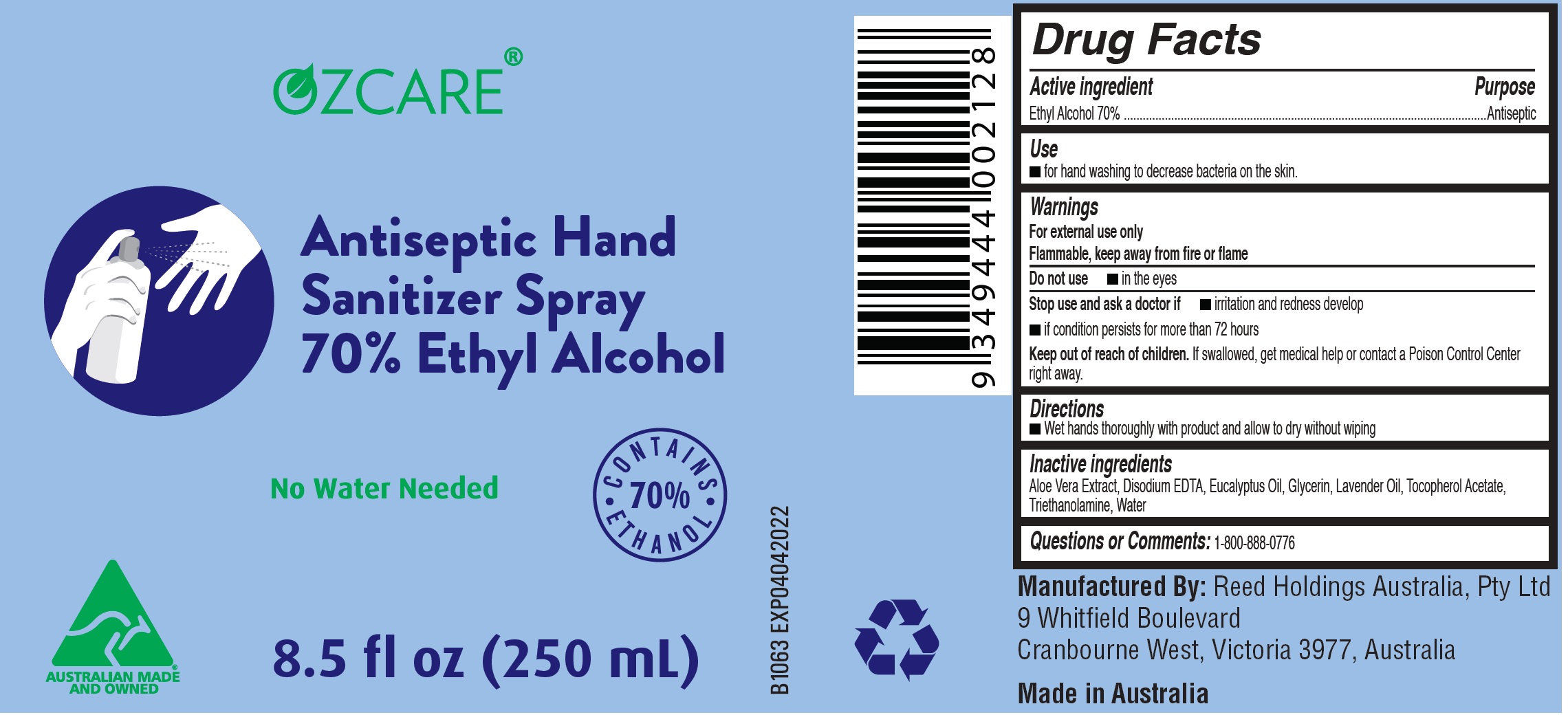 Pill image for Ozcare Antiseptic Hand Sanitizer Spray