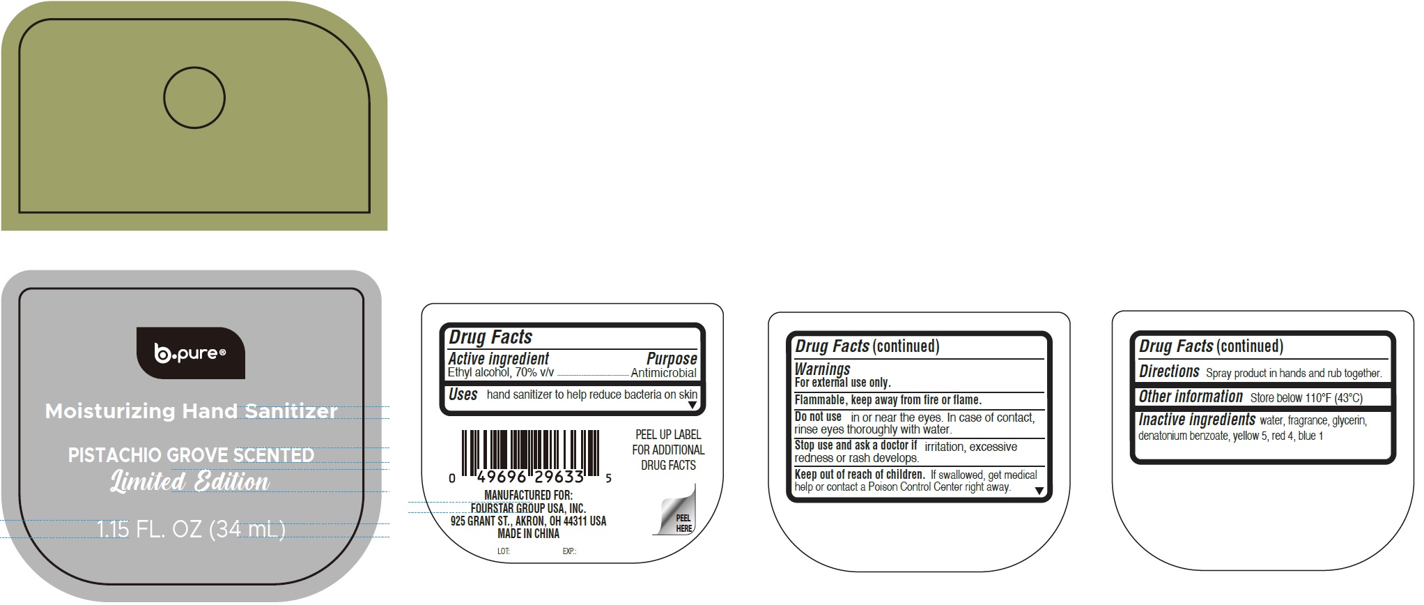 Pill image for B-pure Moisturizing Hand Sanitizer, Pistachio Grove Scented