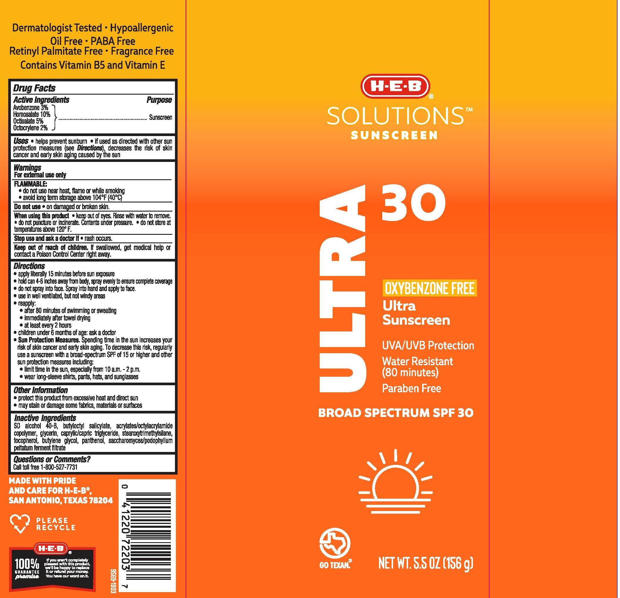 Pill image for H-e-b Solutions Sunscreen Ultra Spf 30 Continuous Spray