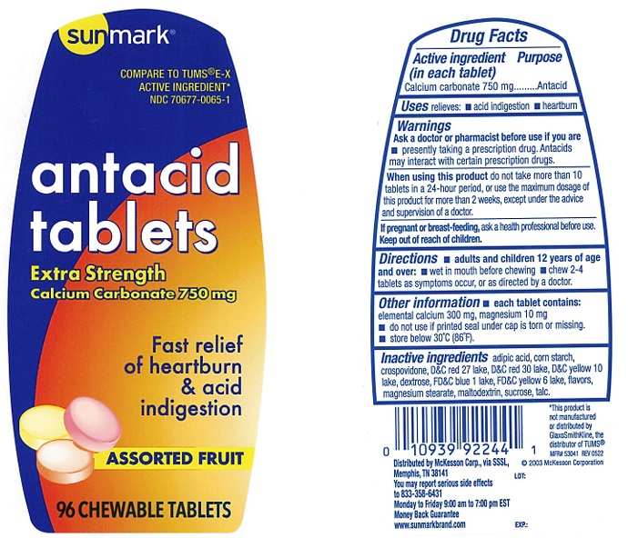 Pill image for Sunmark Extra Strength Antacid Assorted Fruit Chewable Tablets