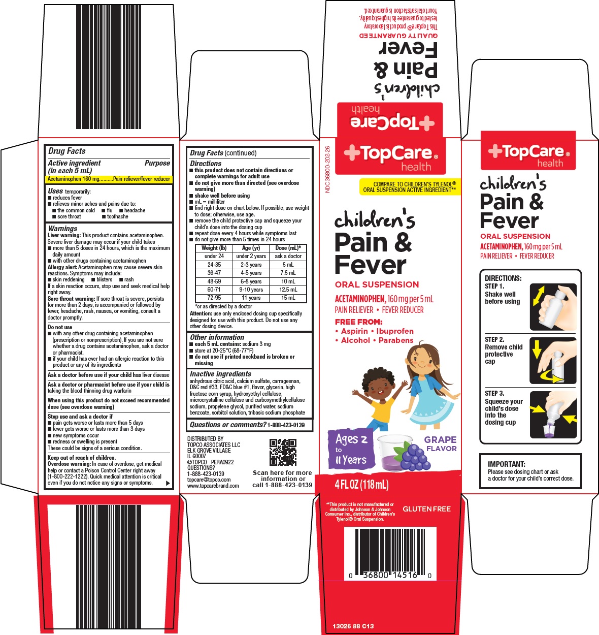 Pill image for Topco Associates Llc. Children’s Pain & Fever Drug Facts