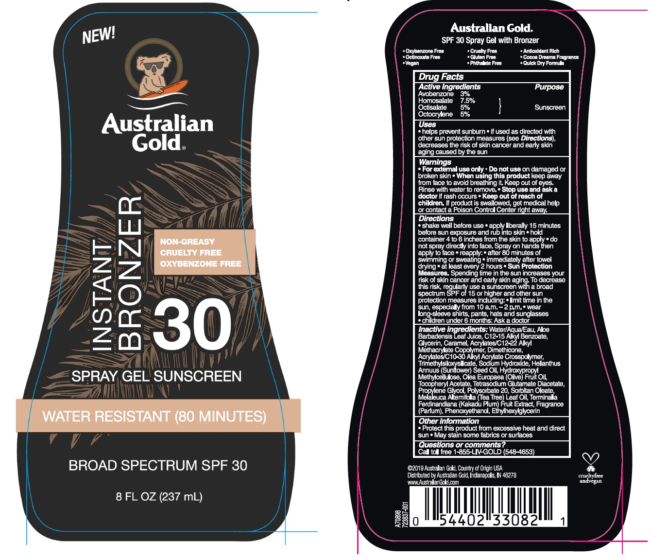 Pill image for Australian Gold Instant Bronzer 30 Spray Gel Sunscreen