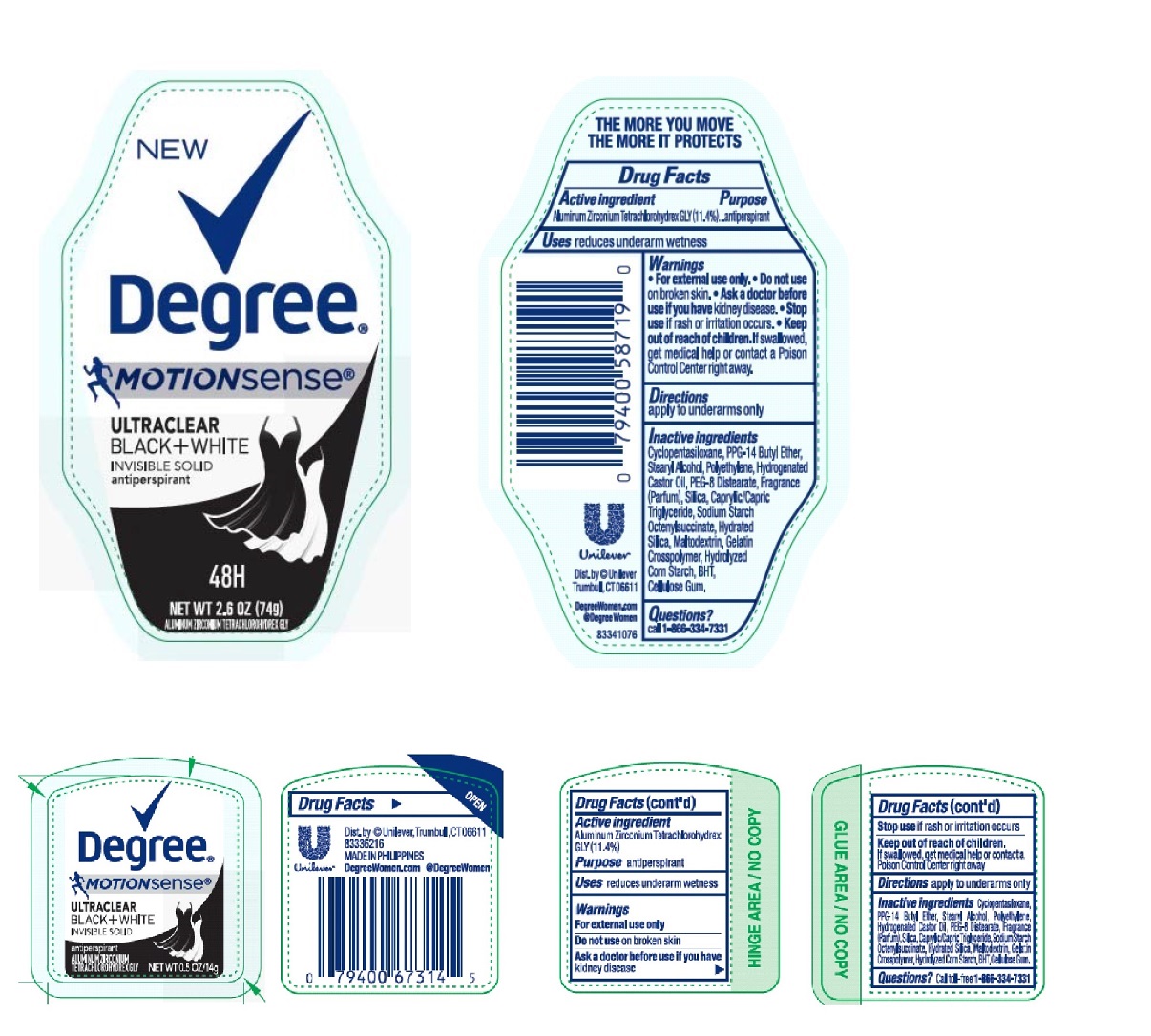 Pill image for Degree - Motionsense Ultraclear Black And White Invisible Solid 48h Antiperspirant