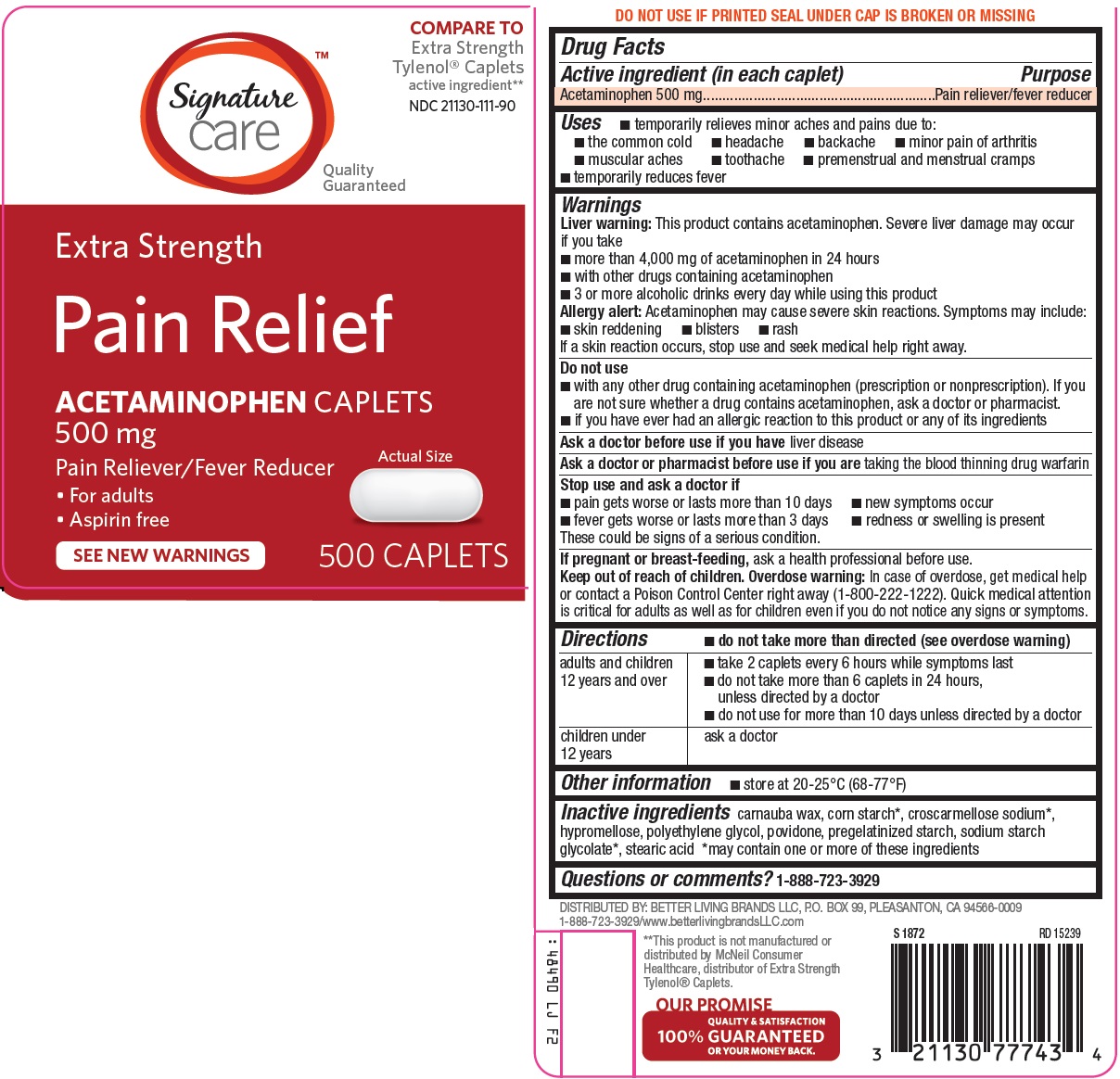 Pill image for Better Living Brands Llc Pain Relief Drug Facts