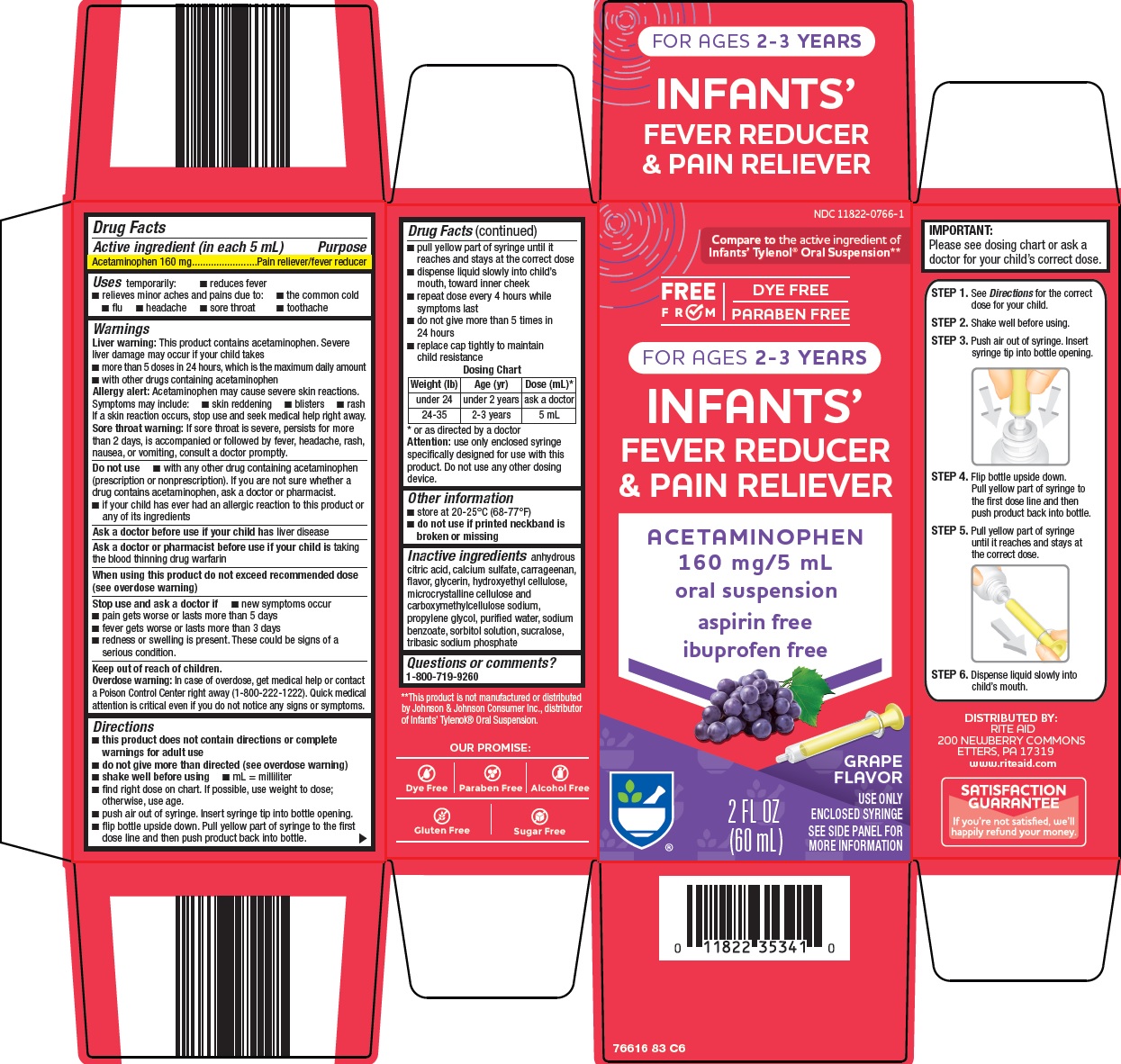 Pill image for Rite Aid Corporation Infants’ Fever Reducer & Pain Reliever Drug Facts
