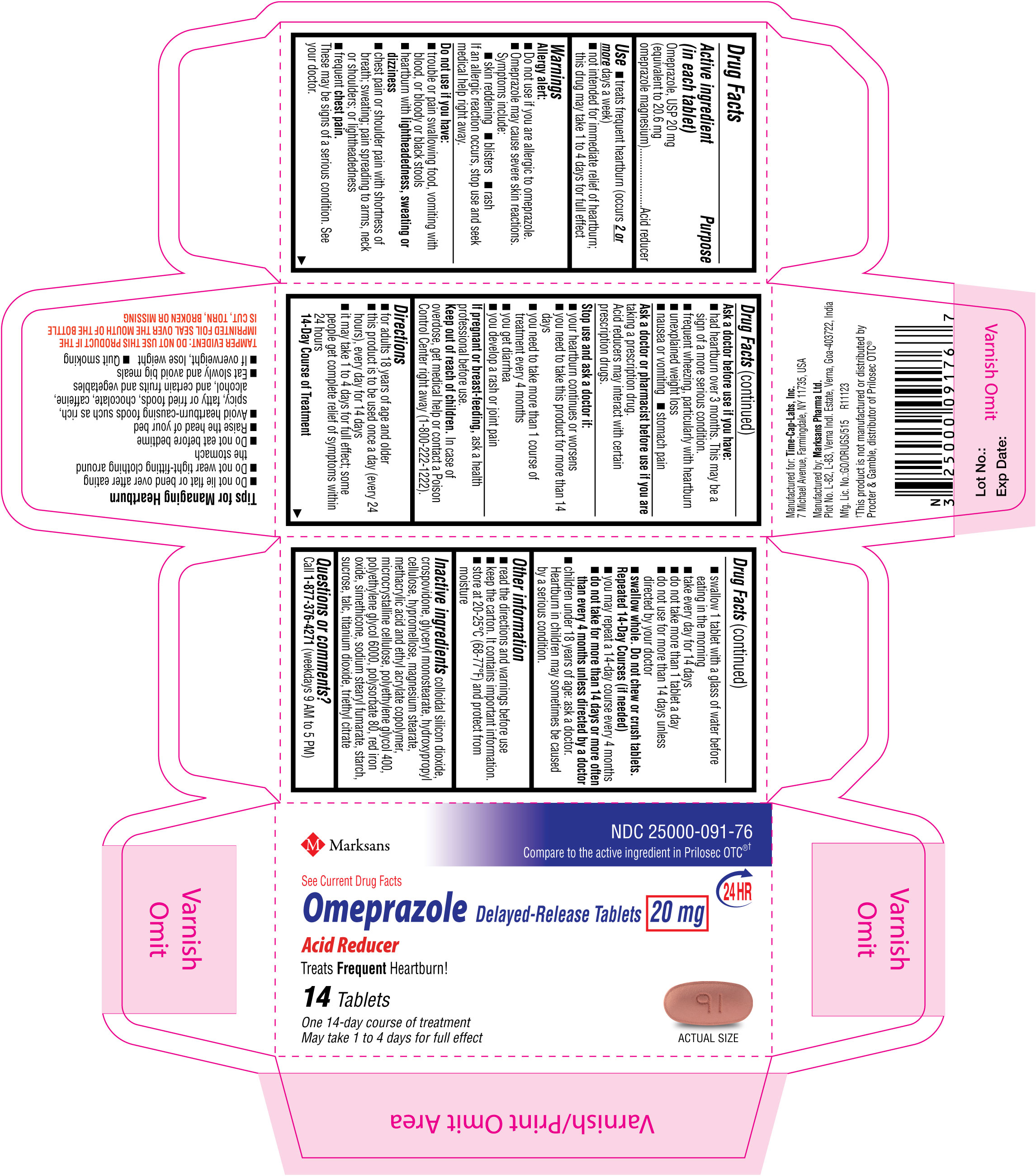 Pill image for Omeprazole Delayed Release Tablets 20 Mg