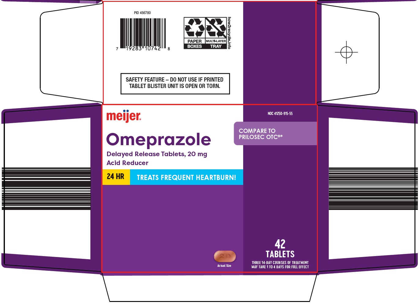 Pill image for Meijer Distribution, Inc. Omeprazole Delayed Release Tablets 20 Mg Drug Facts