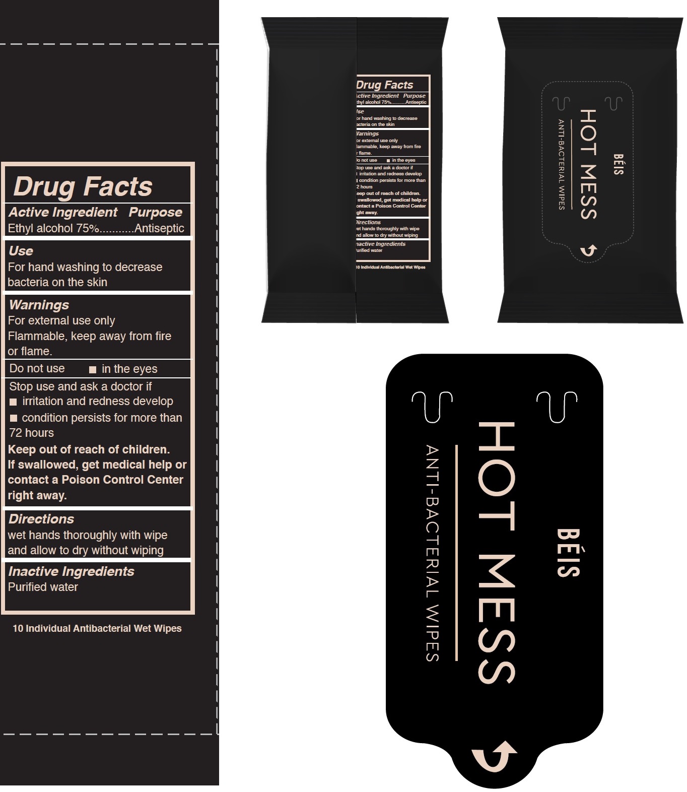 Pill image for beis hot mess antibacterial wipes (promotional)